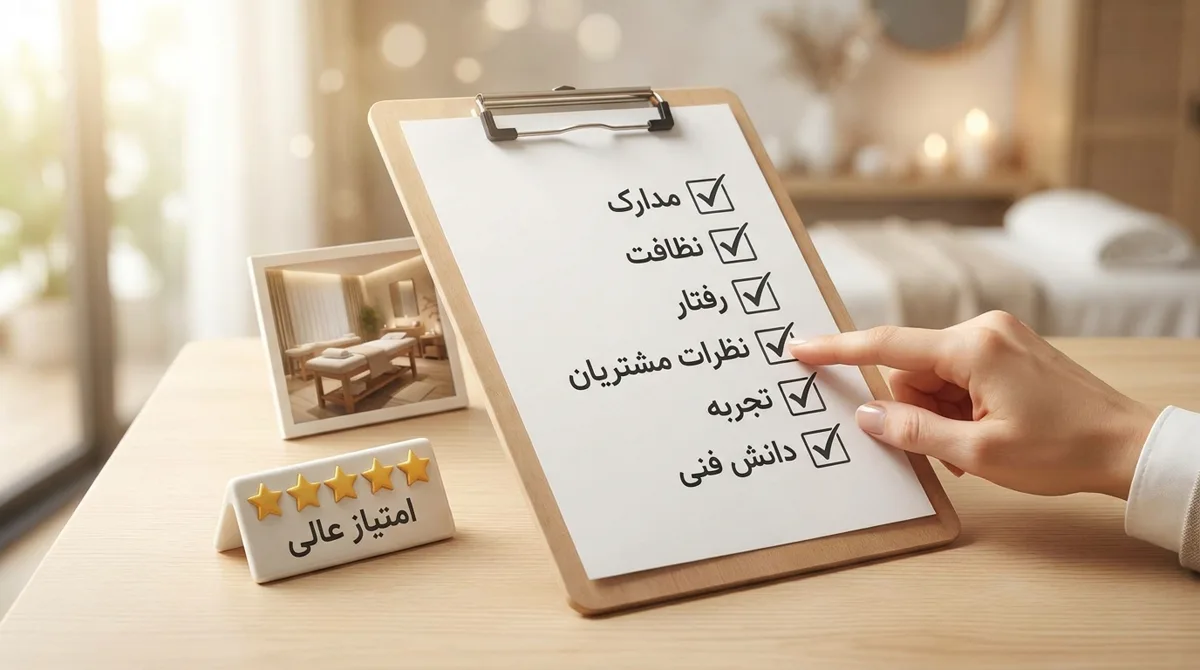 تصویر چکلیست انتخاب ماساژور، امتیاز کاربران و فضای مناسب ماساژ